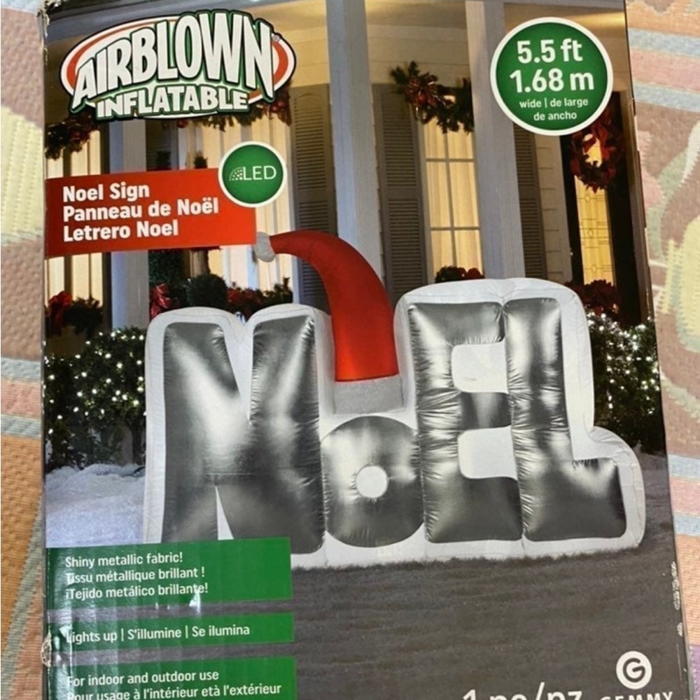Gemmy Airblown Inflatable Noel Sign - Red and Silver